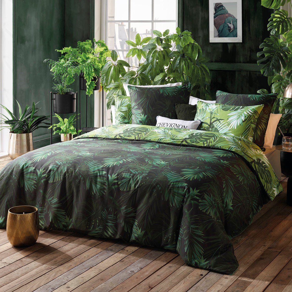 Flat sheet cotton satin - Jungle Green