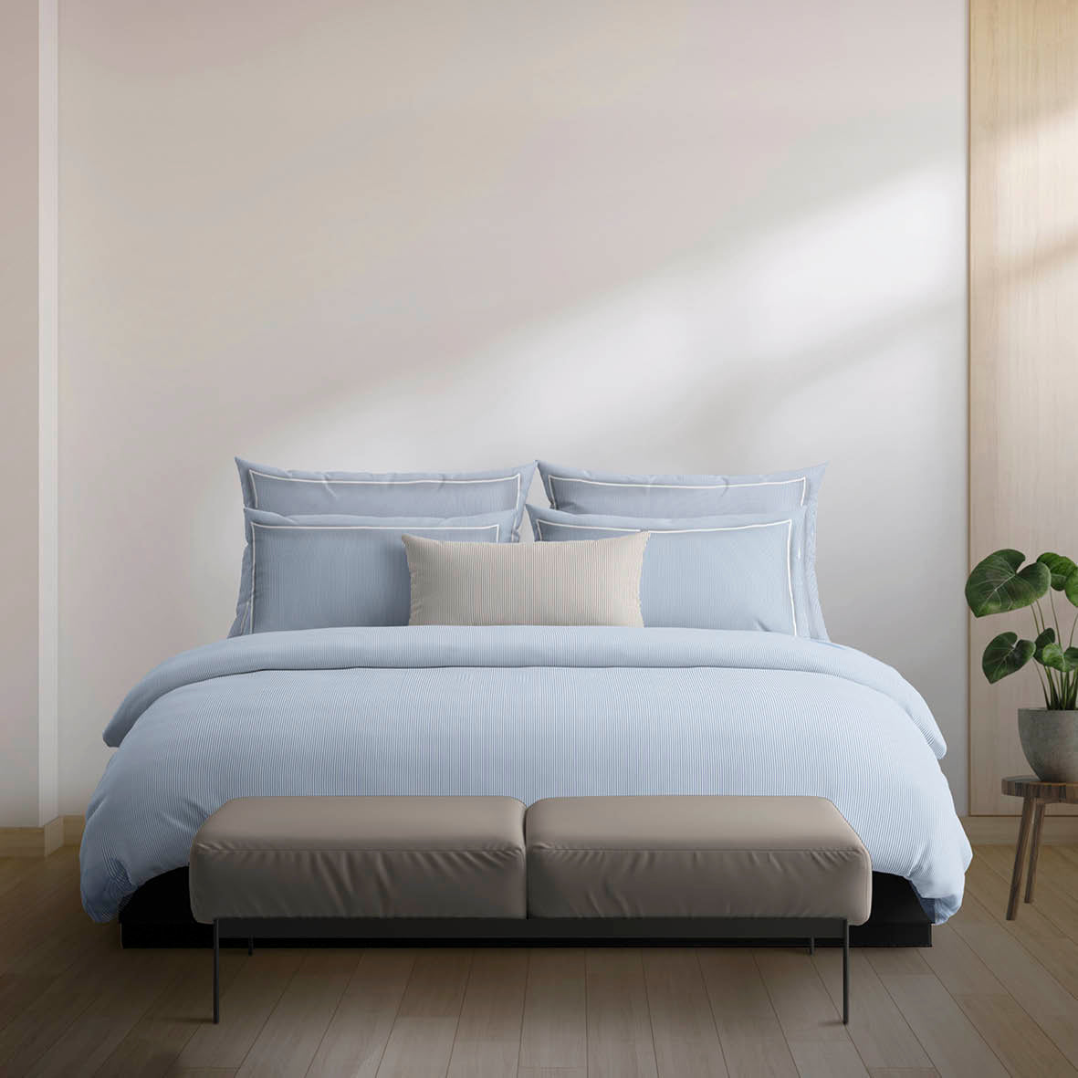Duvet cover + pillowcase(s) cotton percal - Lyon Light blue