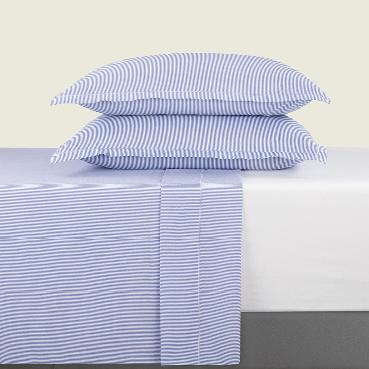 Flat sheet cotton percal Lyon - Light blue