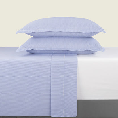 Flat sheet cotton percal Lyon - Light blue