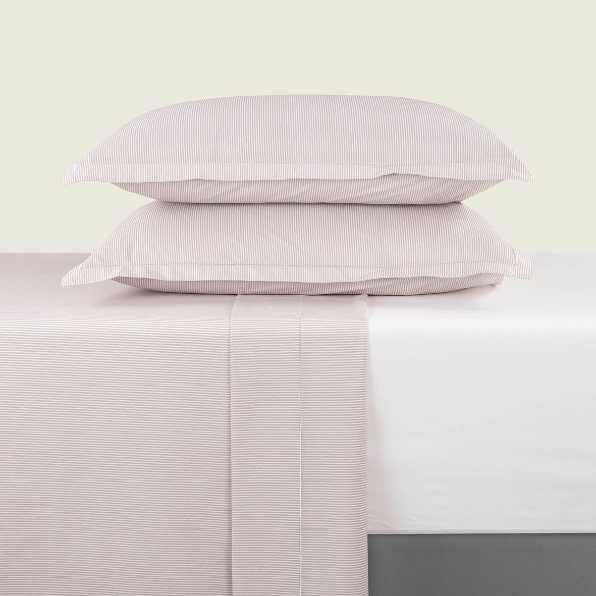 Drap plat coton percale - Lyon Taupe