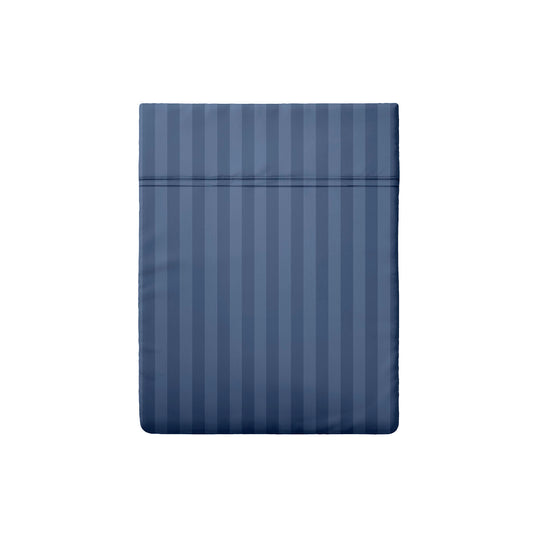 Drap plat satin de coton dobby stripe - Bleu