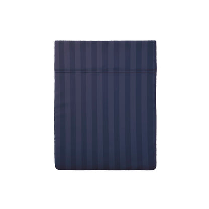 Drap plat satin de coton dobby stripe - Bleu foncé