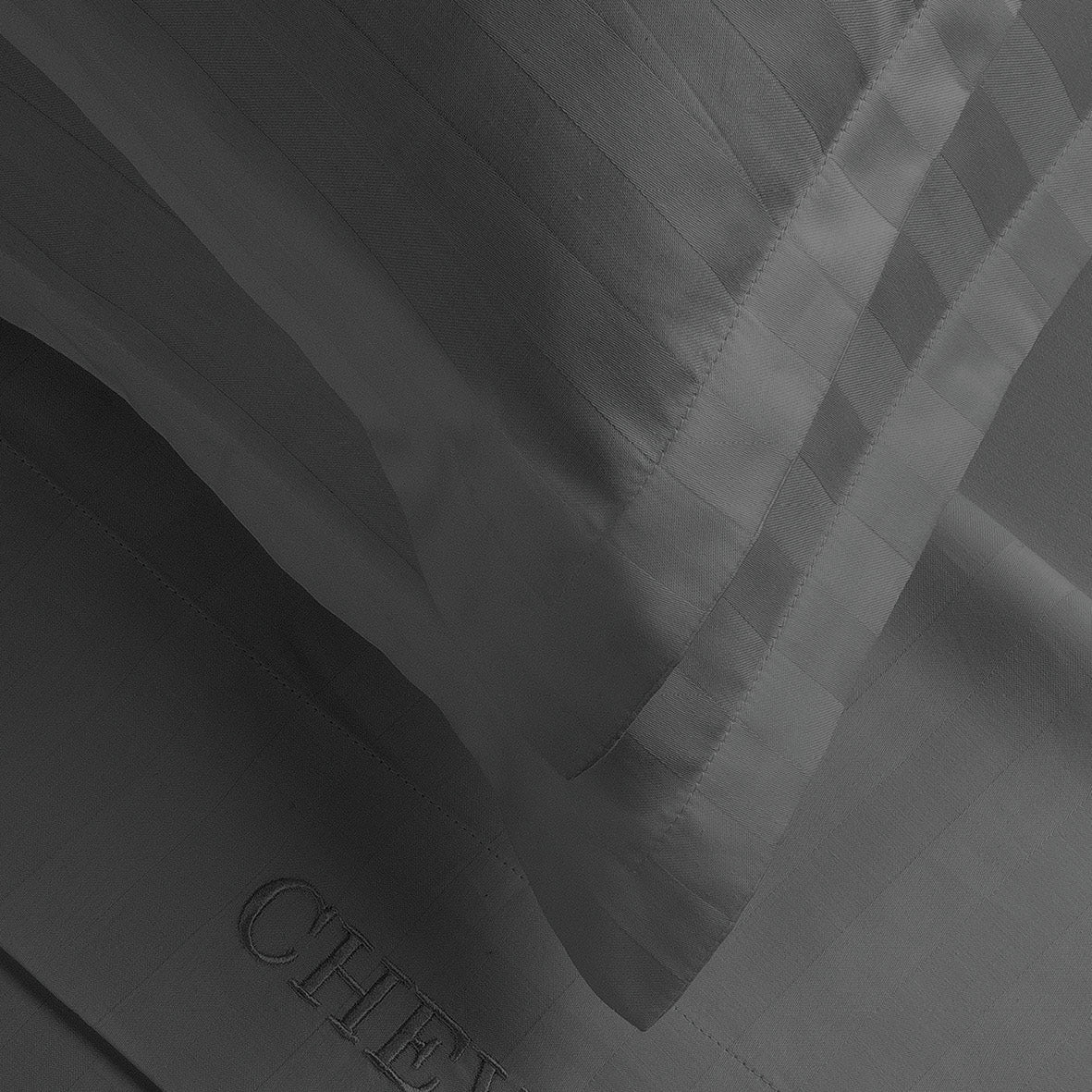 Pillowcase(s) cotton satin dobby stripe woven - Dark grey