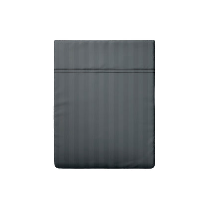 Drap plat satin de coton dobby stripe - Gris foncé