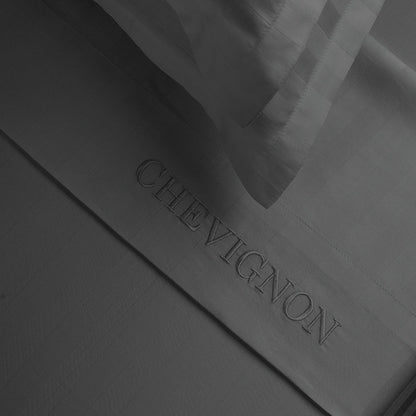 Drap plat satin de coton dobby stripe - Gris foncé