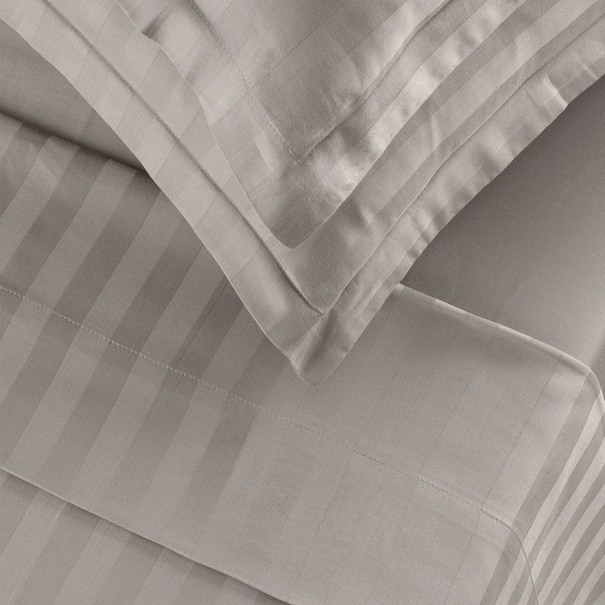 Ensemble de draps satin de coton rayure tissé dobby - Taupe