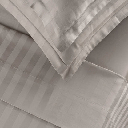 Ensemble de draps satin de coton rayure tissé dobby - Taupe