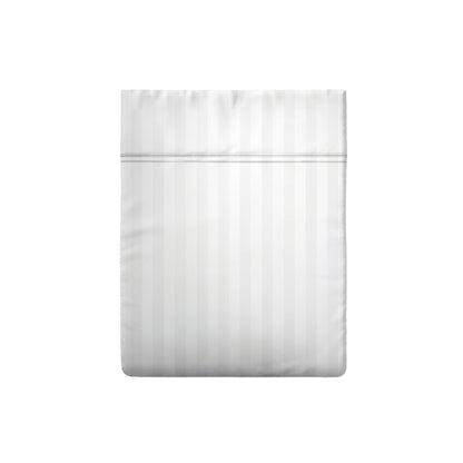 Drap plat satin de coton dobby stripe - Blanc
