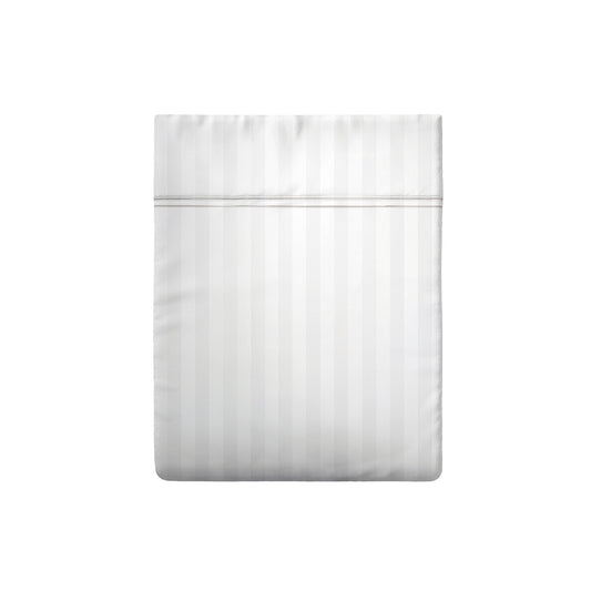 Drap plat satin de coton dobby stripe - Blanc