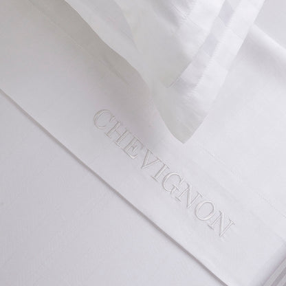 Drap plat satin de coton dobby stripe - Blanc