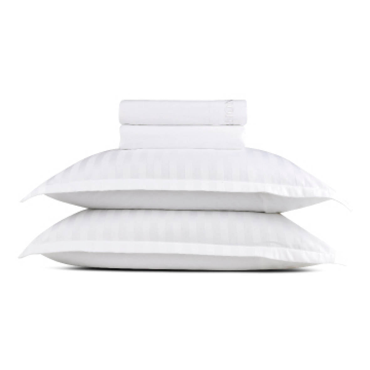 Ensemble de draps satin de coton rayure tissé dobby - Blanc