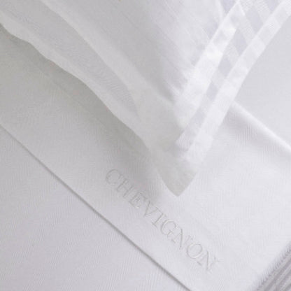 Ensemble de draps satin de coton rayure tissé dobby - Blanc