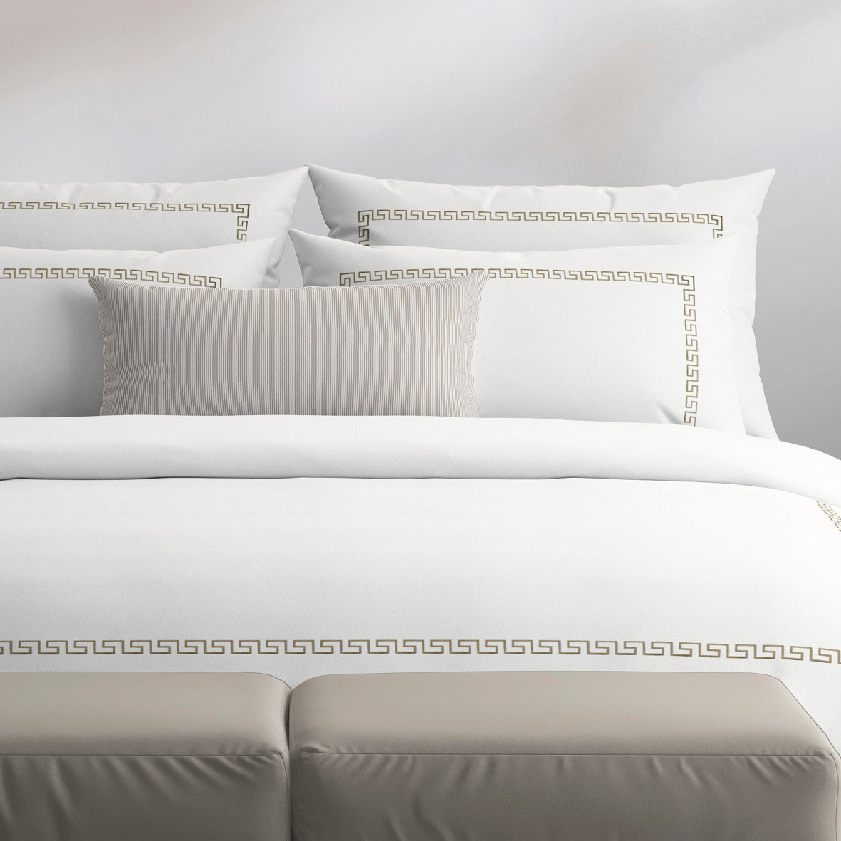 Duvet cover + pillowcase(s) cotton satin - Maison royale Grey / White