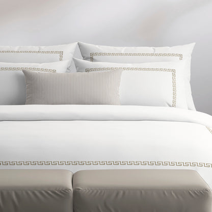 Duvet cover + pillowcase(s) cotton satin - Maison royale Grey / White