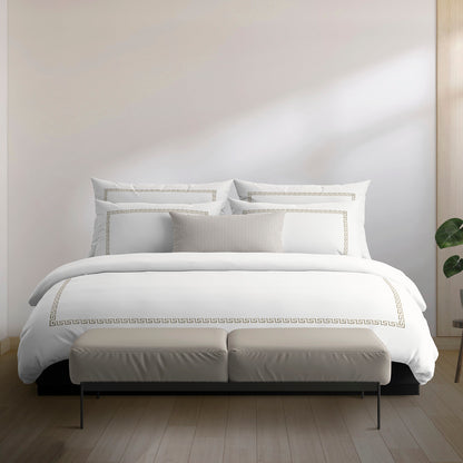 Duvet cover + pillowcase(s) cotton satin - Maison royale Grey / White