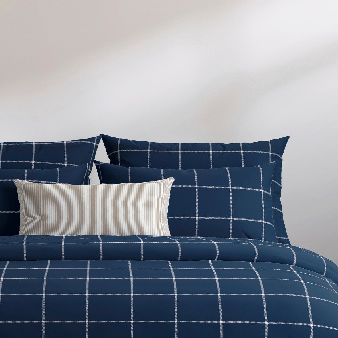 Duvet cover + pillowcase(s) cotton satin - Arthur Dark blue