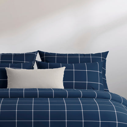 Duvet cover + pillowcase(s) cotton satin - Arthur Dark blue
