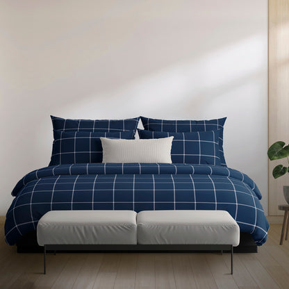 Duvet cover + pillowcase(s) cotton satin - Arthur Dark blue