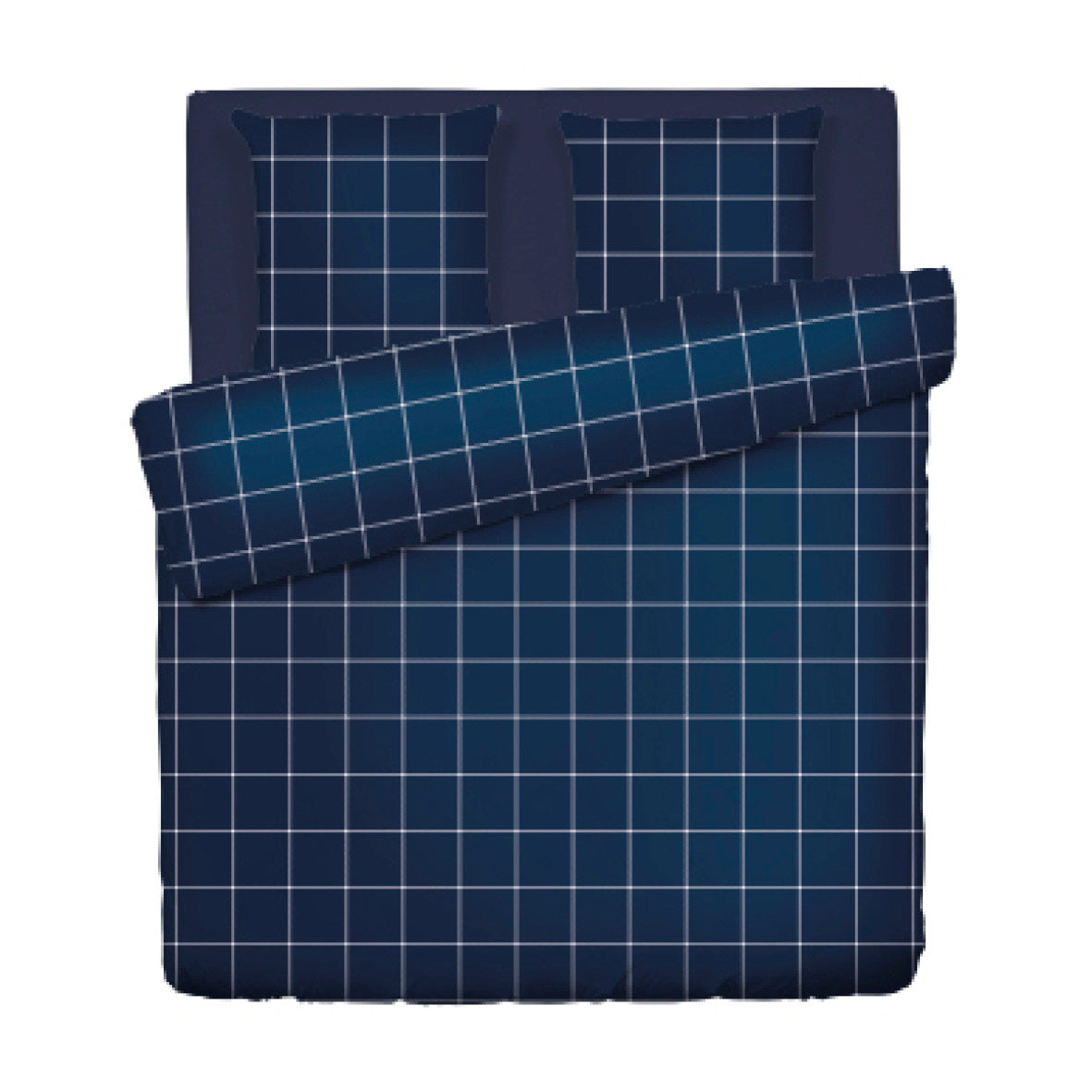 Duvet cover + pillowcase(s) cotton satin - Arthur Dark blue
