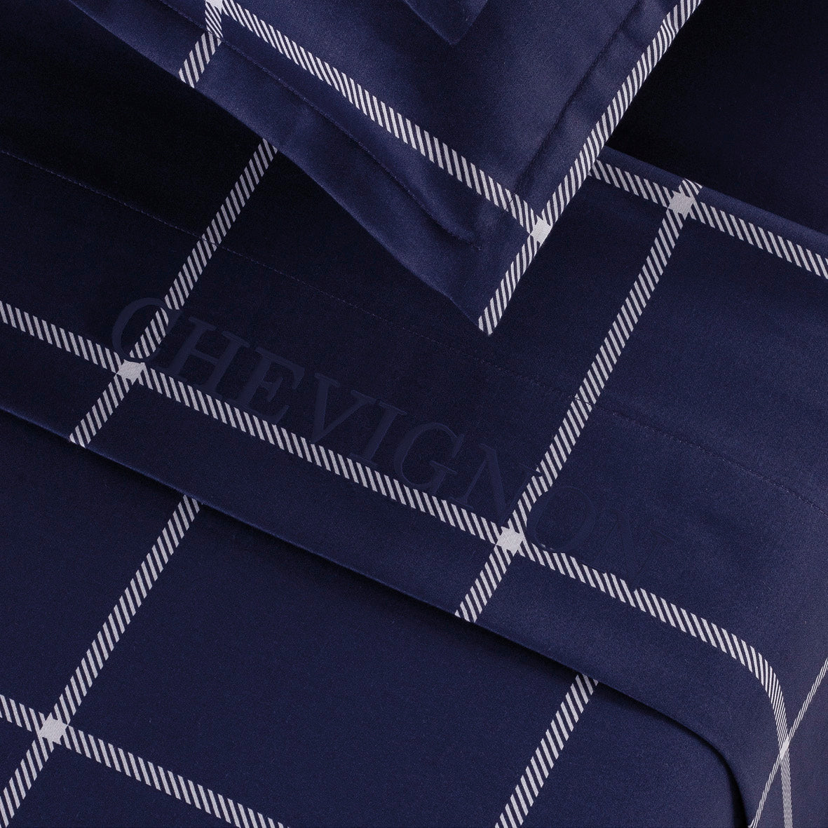 Drap plat satin de coton - Arthur Bleu foncé