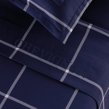 Drap plat satin de coton - Arthur Bleu foncé