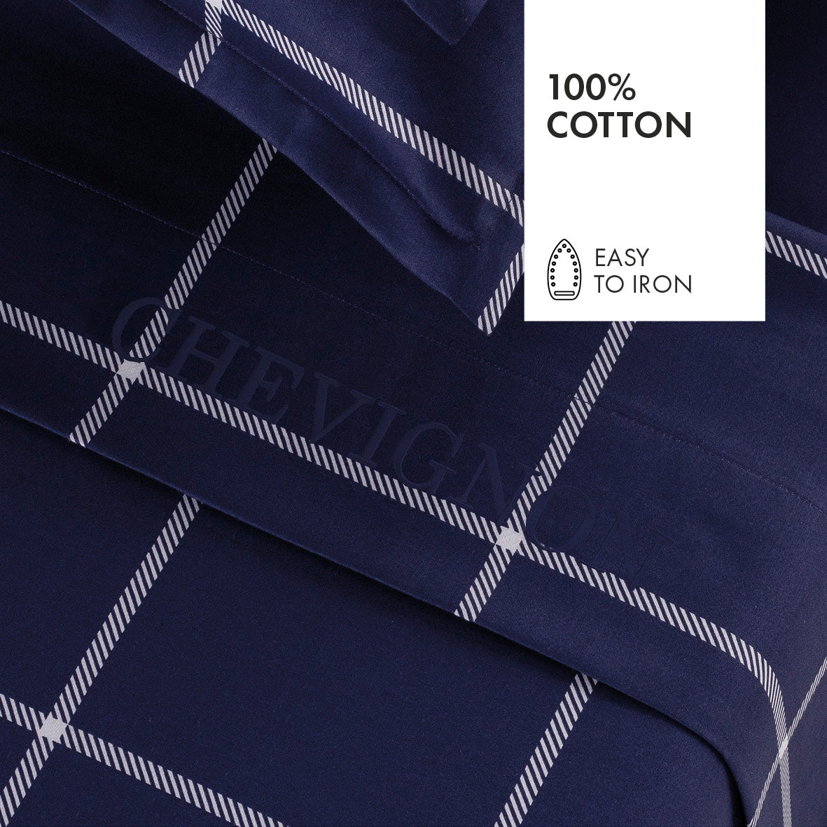 Drap plat satin de coton - Arthur Bleu foncé