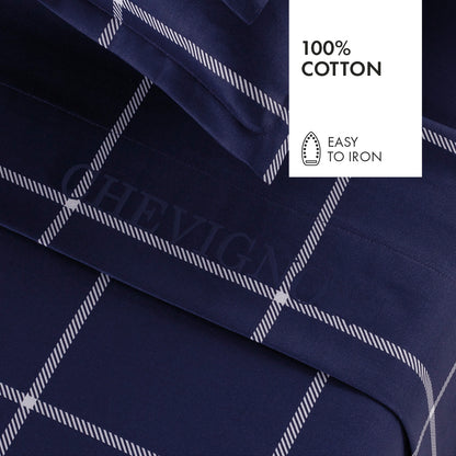 Drap plat satin de coton - Arthur Bleu foncé