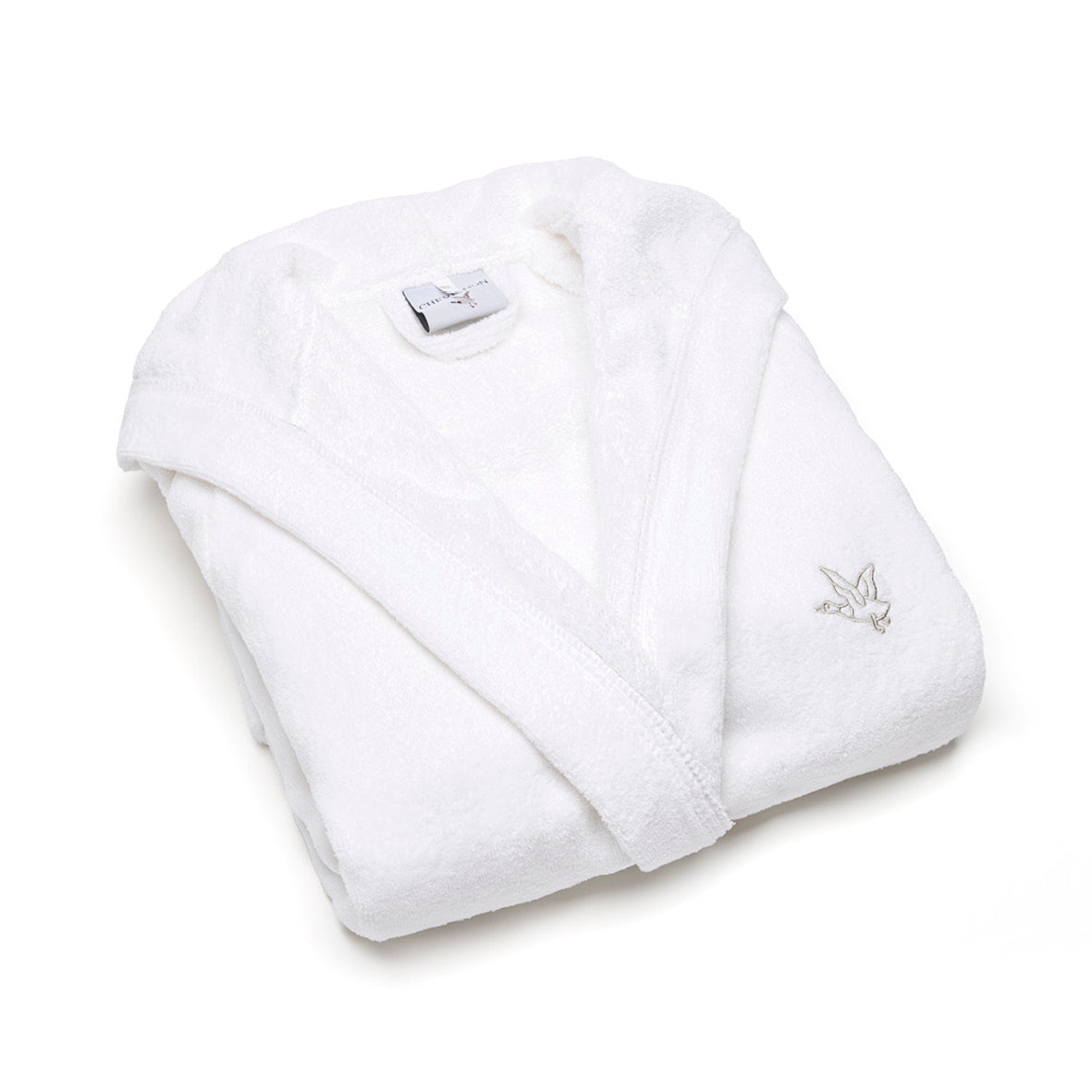 Hooded bathrobe velvet cotton - James Taupe / White