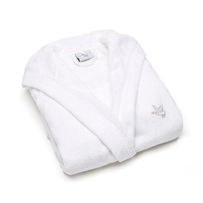 Hooded bathrobe velvet cotton - James Taupe / White