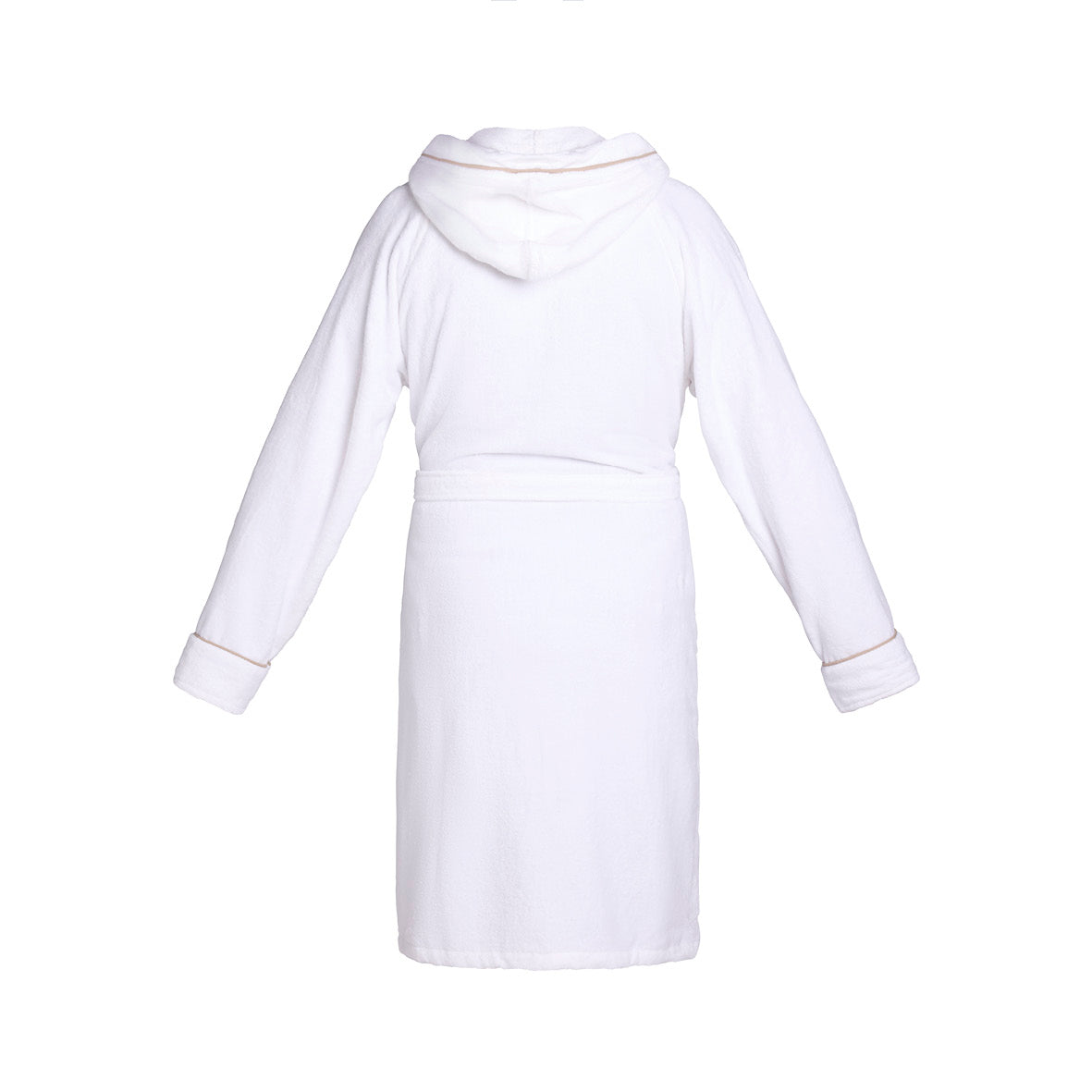 Hooded bathrobe velvet cotton - James Taupe / White