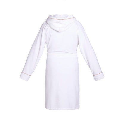 Hooded bathrobe velvet cotton - James Taupe / White
