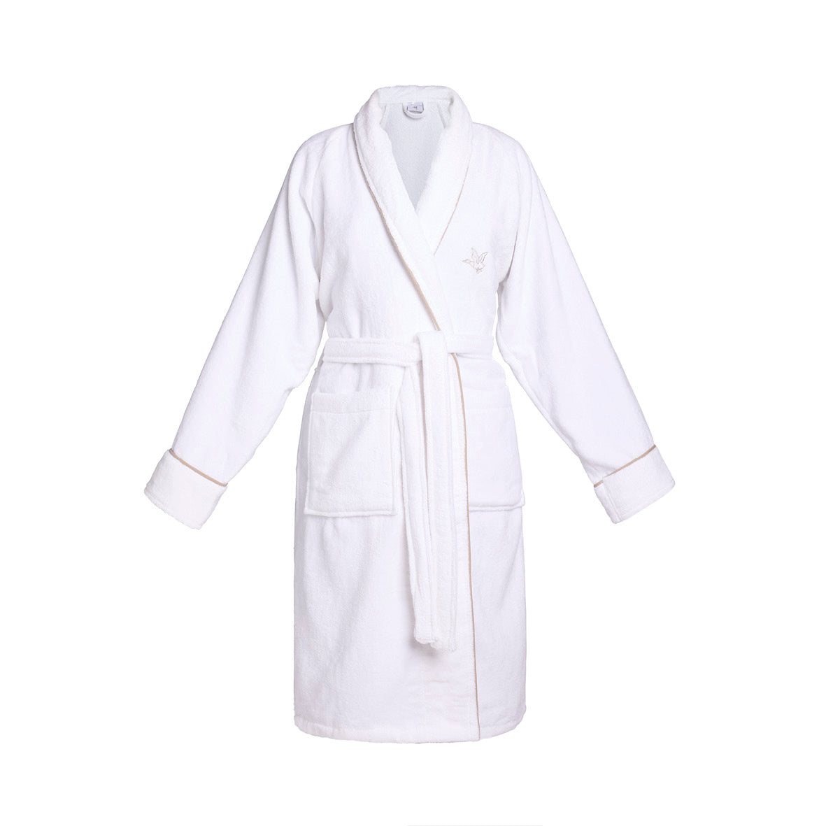 Bathrobe with shawl collar cotton velvet - James Taupe / White