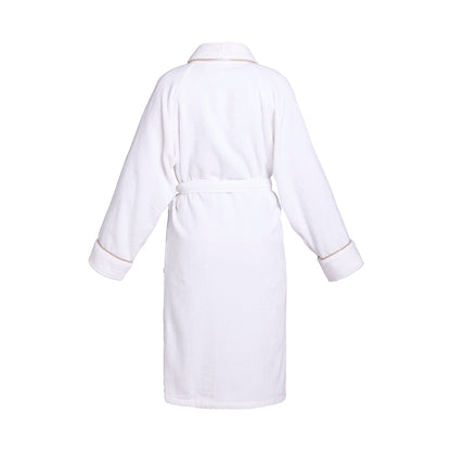 Bathrobe with shawl collar cotton velvet - James Taupe / White