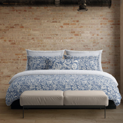 Duvet cover + pillowcase(s) cotton satin - Bleu jardin Blue