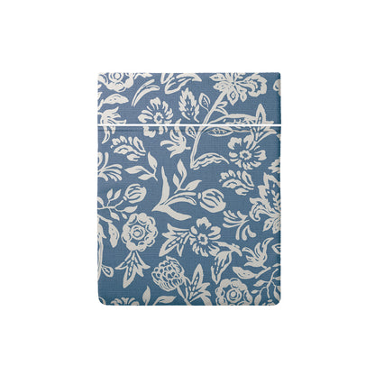 Drap plat satin de coton - Bleu jardin Bleu