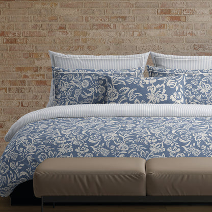 Drap plat satin de coton - Bleu jardin Bleu