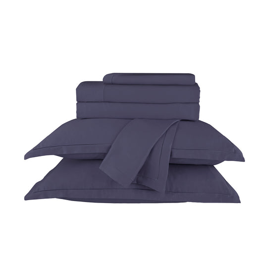 Ensemble de draps satin de coton - Uni 1 baratta Bleu 06