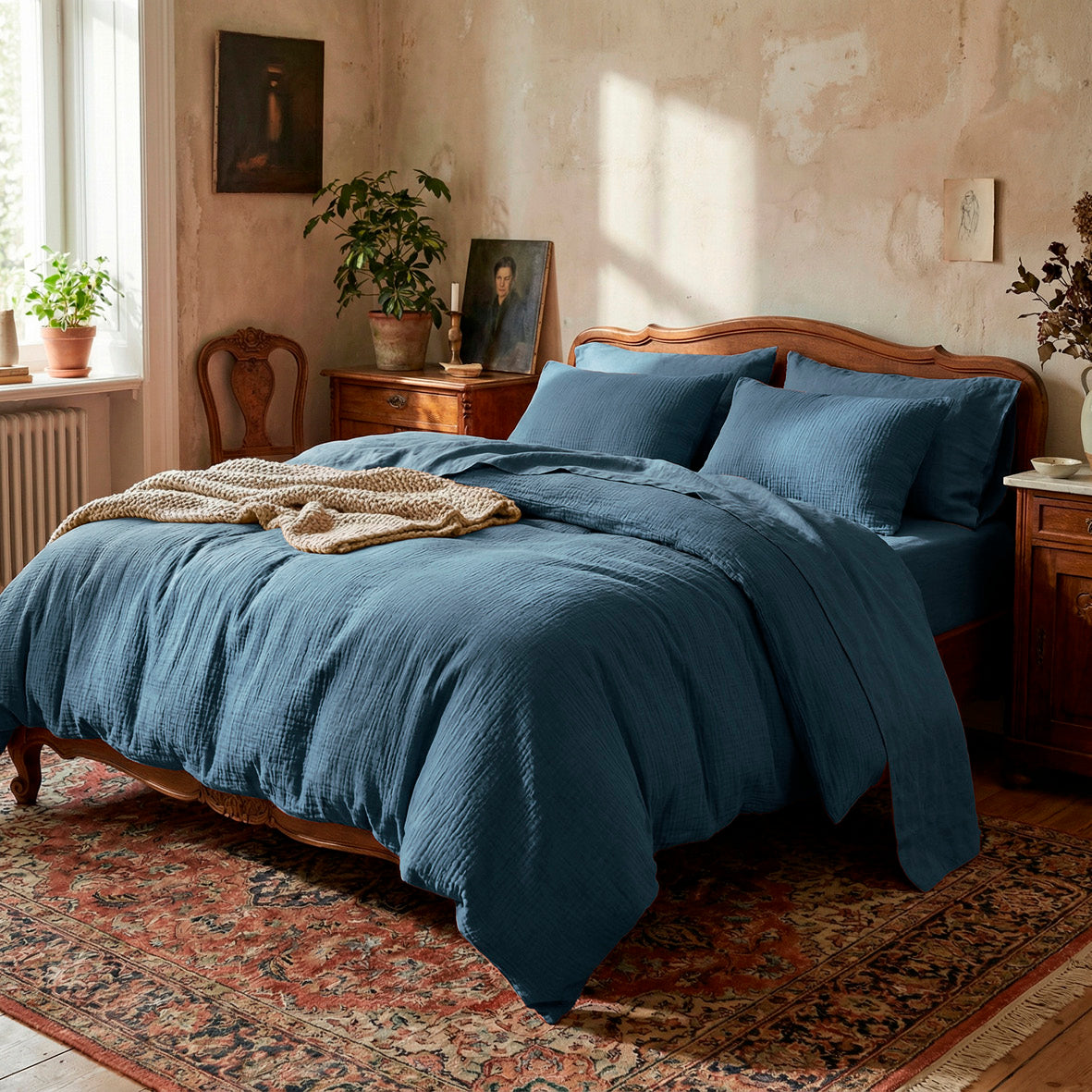 Pillowcase cotton gauze - Uni Blue 14