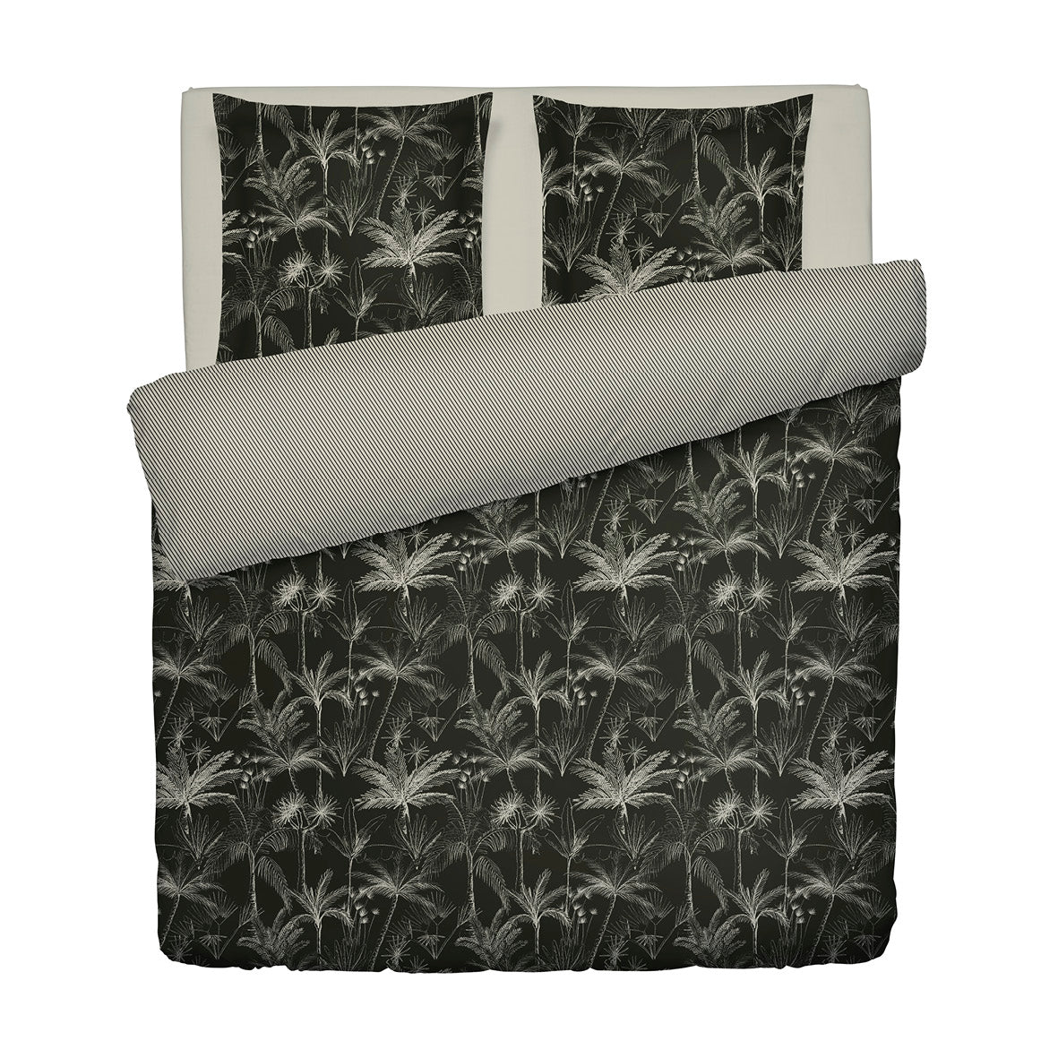 Housse de couette + taie d'oreiller satin de coton - Eden noir Noir