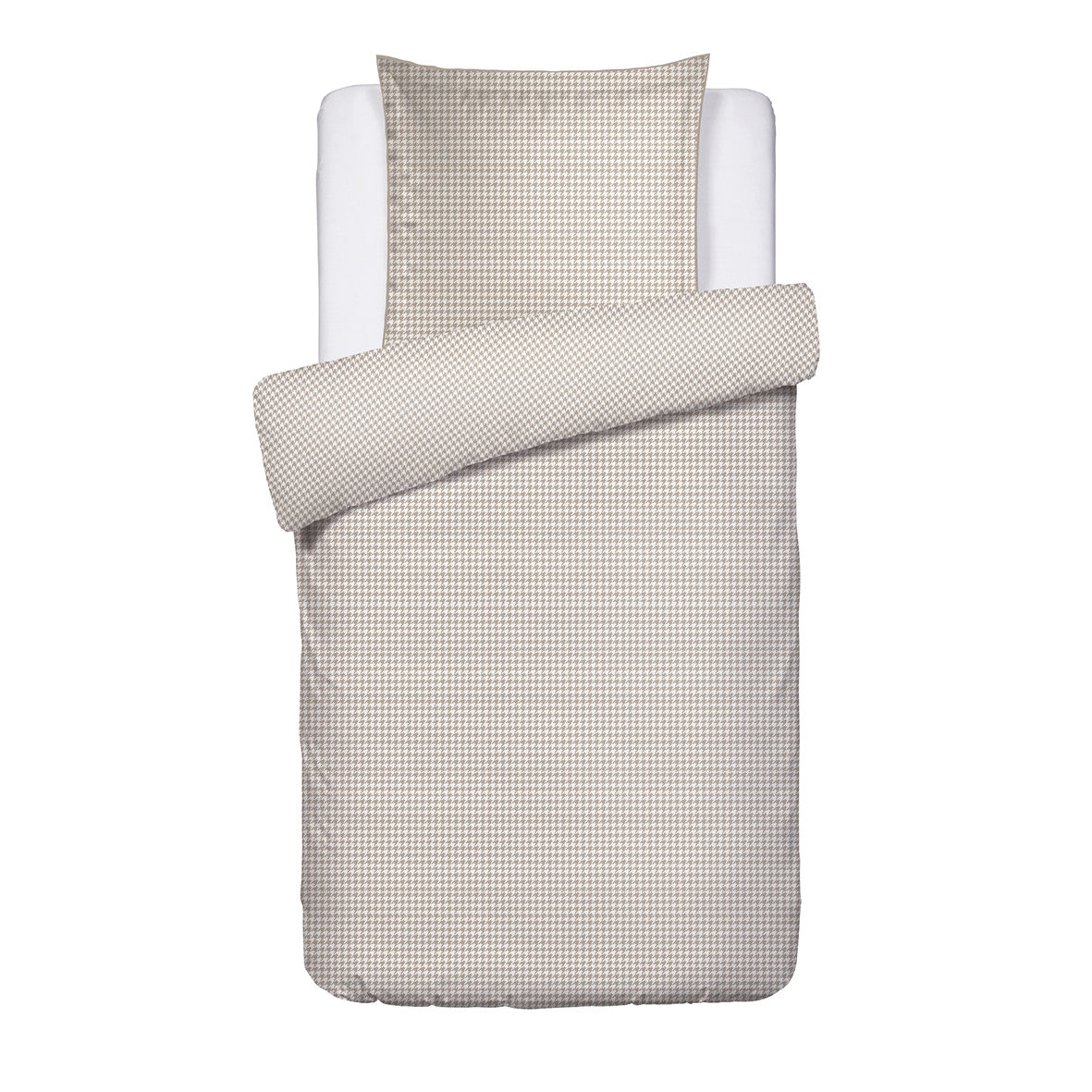 Duvet cover + pillowcase cotton satin - Elégance brisée Taupe 140 x 200 cm + 63 x 63 cm