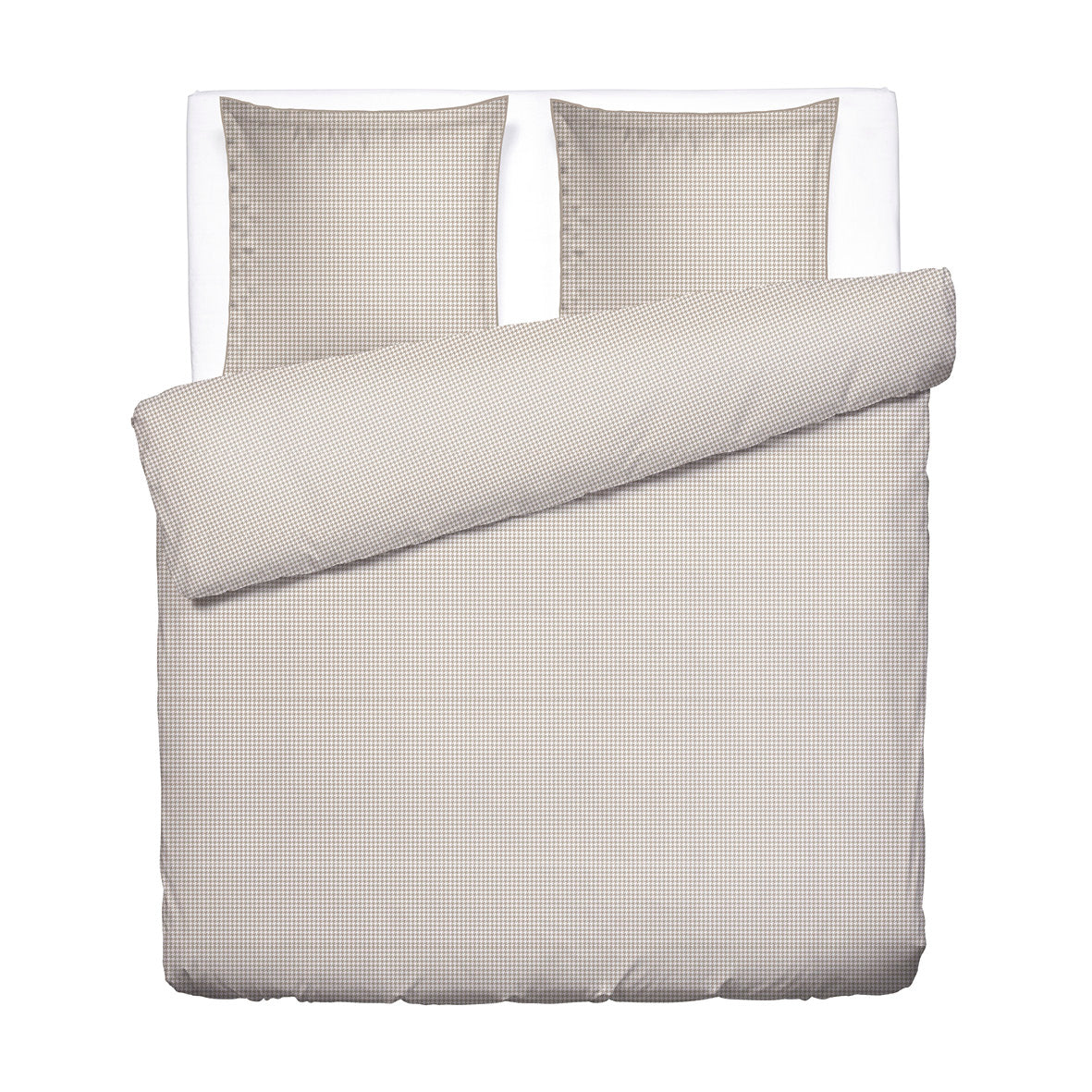 Duvet cover + pillowcase cotton satin - Elégance brisée Taupe 260 x 240 cm + 2 x (63 x 63 cm)
