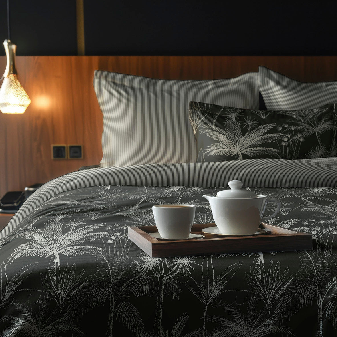 Pillowcase cotton satin - Fins traits Beige