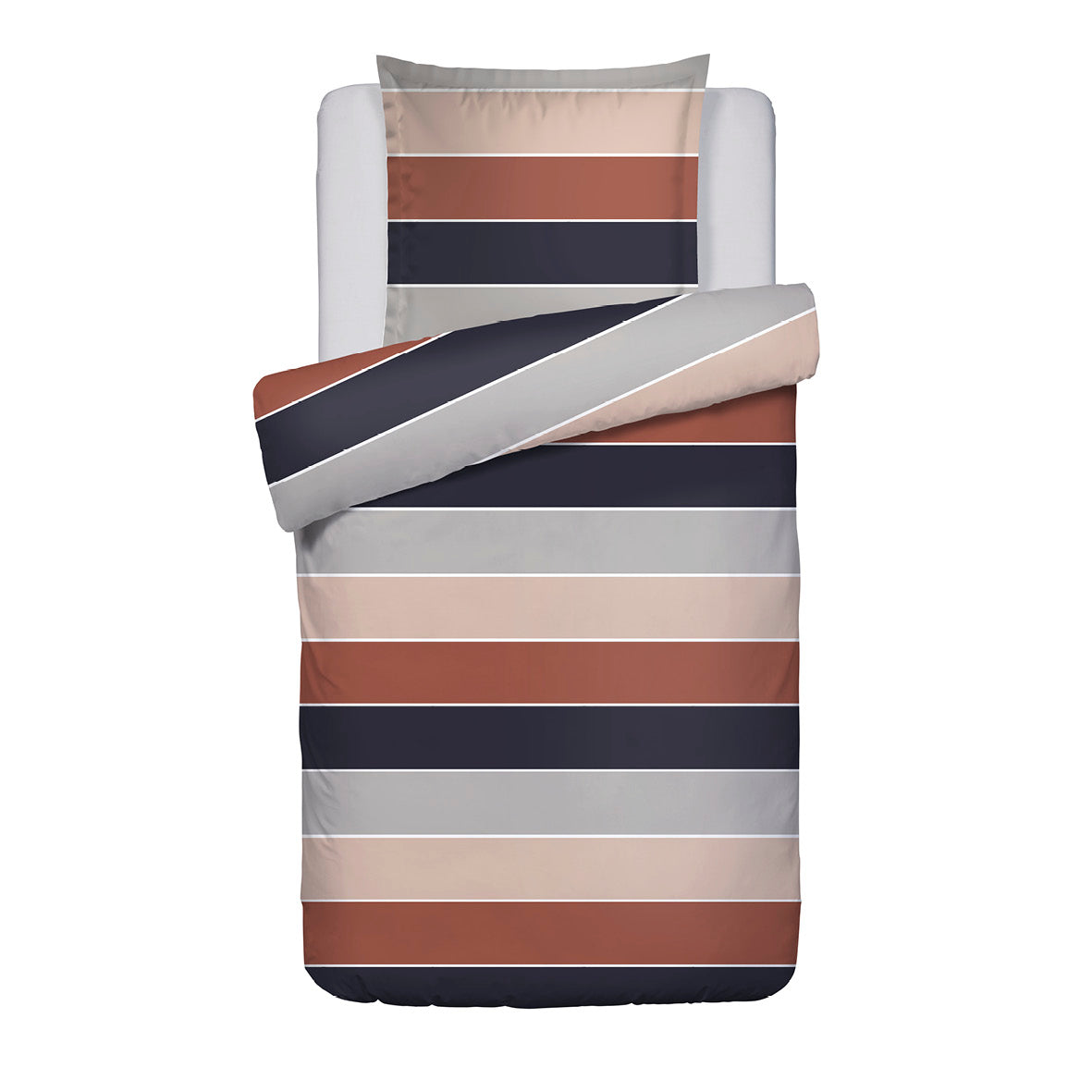 Housse de couette + taie d&#39;oreiller satin de coton - Terres douces Brun