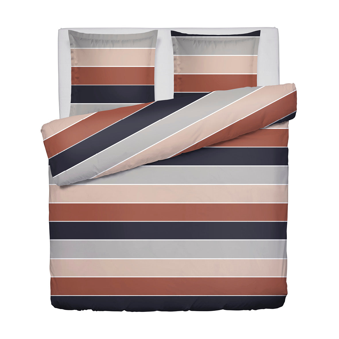 Housse de couette + taie d&#39;oreiller satin de coton - Terres douces Brun