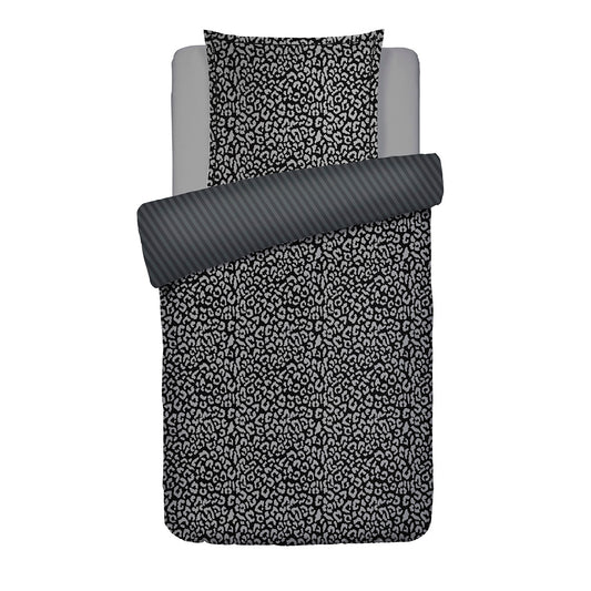 Duvet cover + pillowcase cotton satin - Noir fauve Black