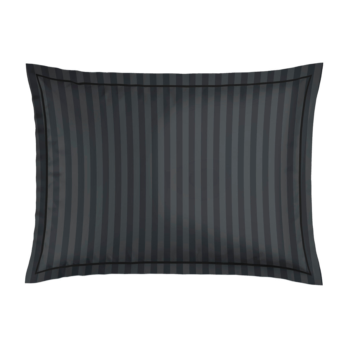 Pillowcase cotton satin - Dobby stripe woven / Noir fauve Black