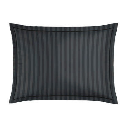 Pillowcase cotton satin - Dobby stripe woven / Noir fauve Black