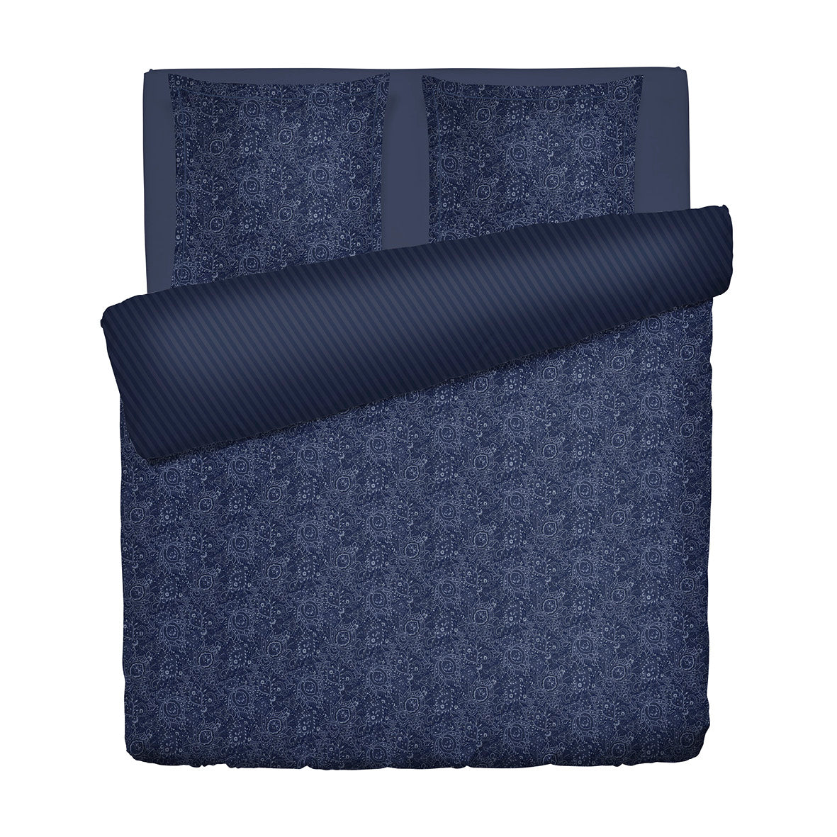 Duvet cover + pillowcase cotton satin - Mystère indigo Blue