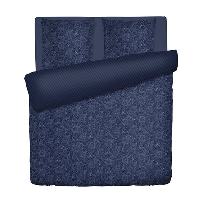 Duvet cover + pillowcase cotton satin - Mystère indigo Blue